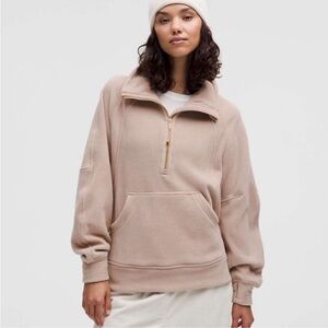 Lululemon Fleece Oversized Scuba Funnel Neck Half Zip M/L Adaptive Pink / Gold